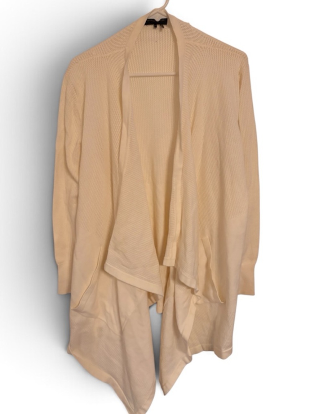 Donna Karan Cream Open-Front Waterfall Cardigan